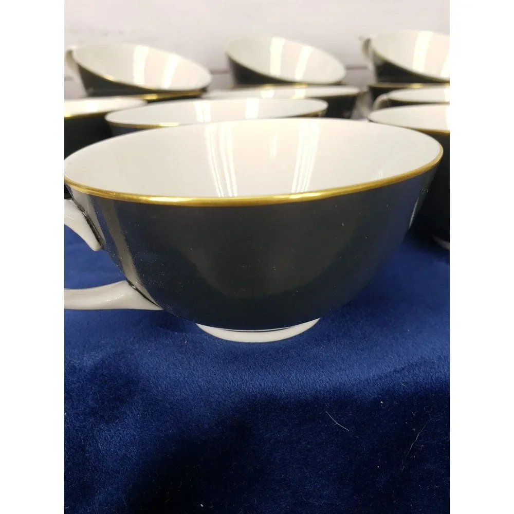 Syracuse Nocturne Cup 704895 Blue White‎ Gold Trim Lot Bundle of 12 Cups
